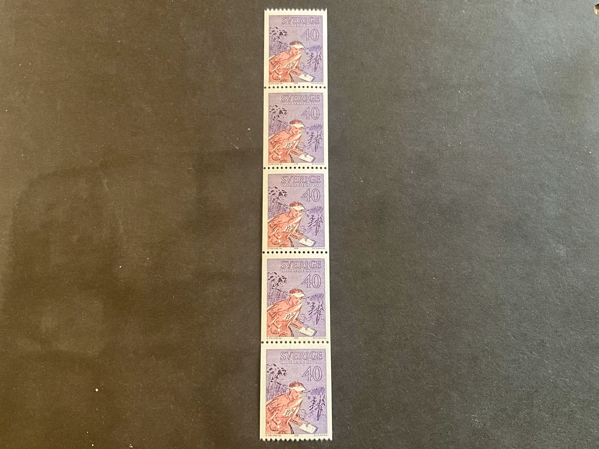 VM i orientering facit nr 637 A postfriskt 5-strip
