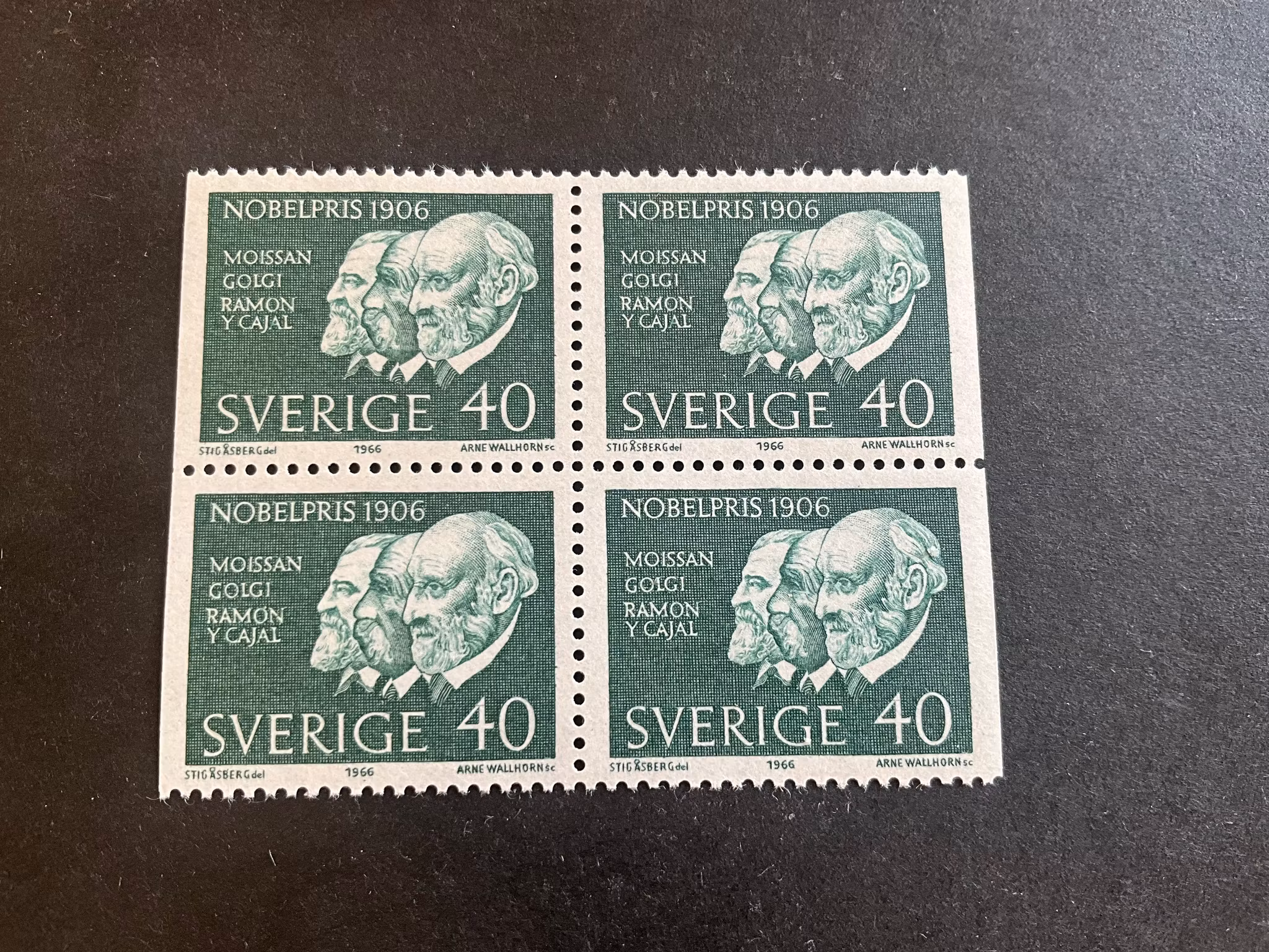 Nobelpris 1906 facit nr 594 BB postfriskt 4-block