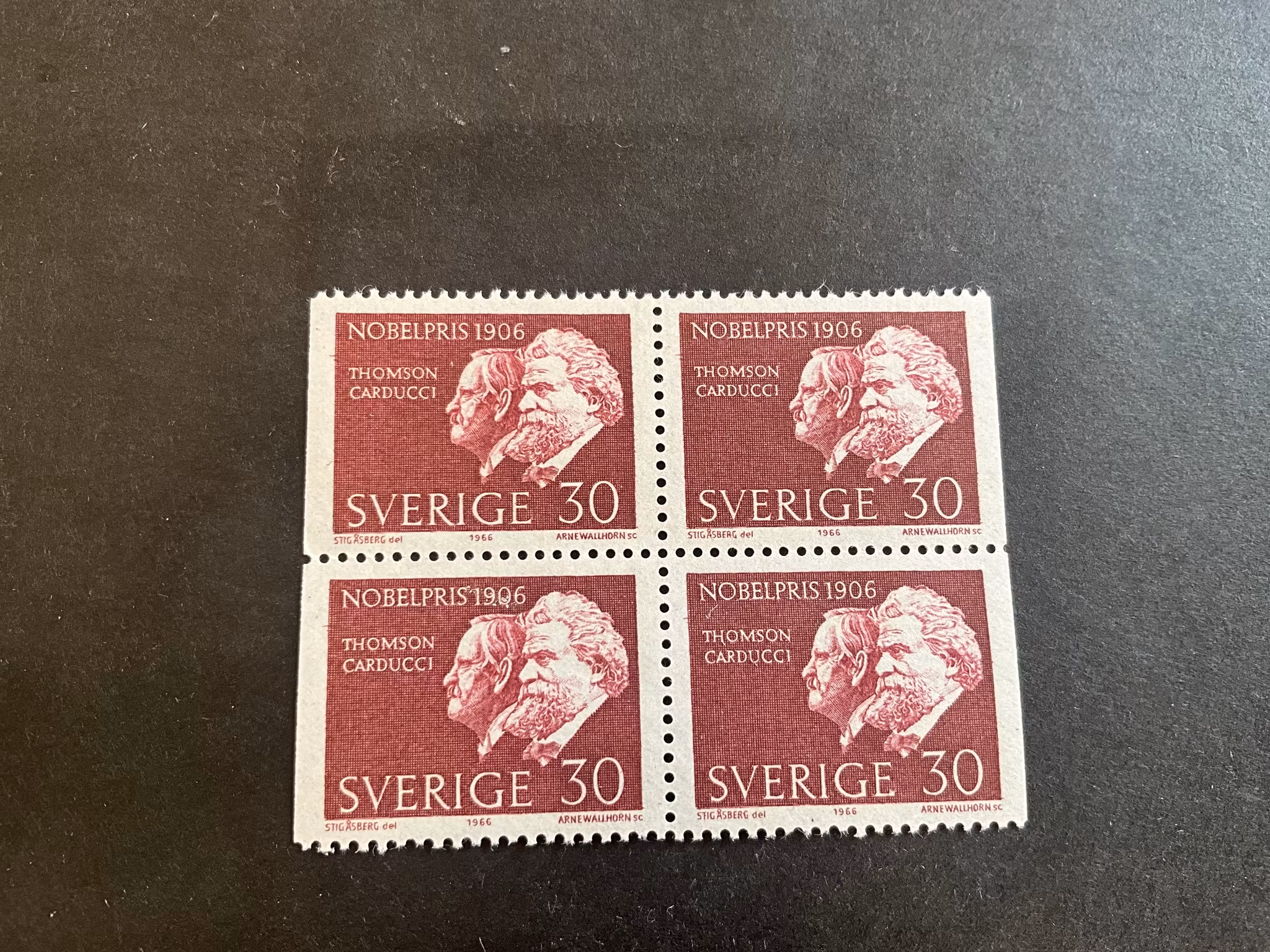 Nobelpris 1906 facit nr 593 BB postfriskt 4-block