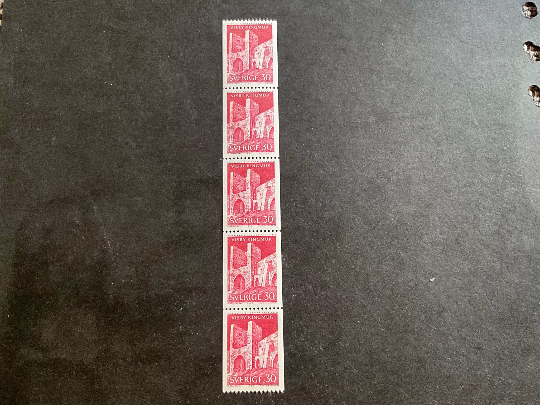 Byggnadsminnen 1965 facit nr 561 A postfriskt 5-strip