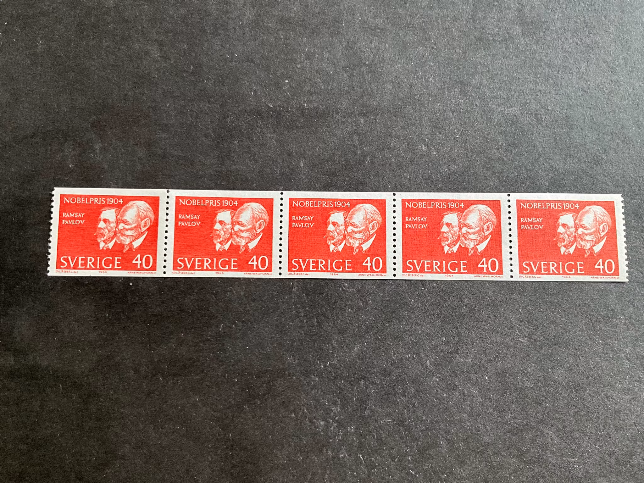 Nobelpristagare 1904 facit nr 560 A postfriskt 5-strip