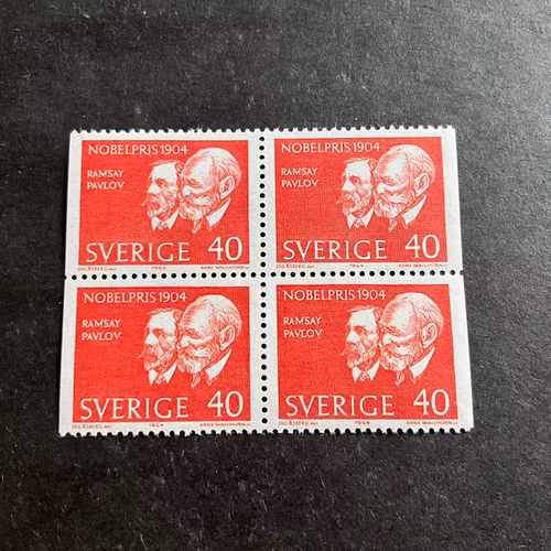 Nibelpristagare 1904 facit nr 560 BB postfriskt 4-block