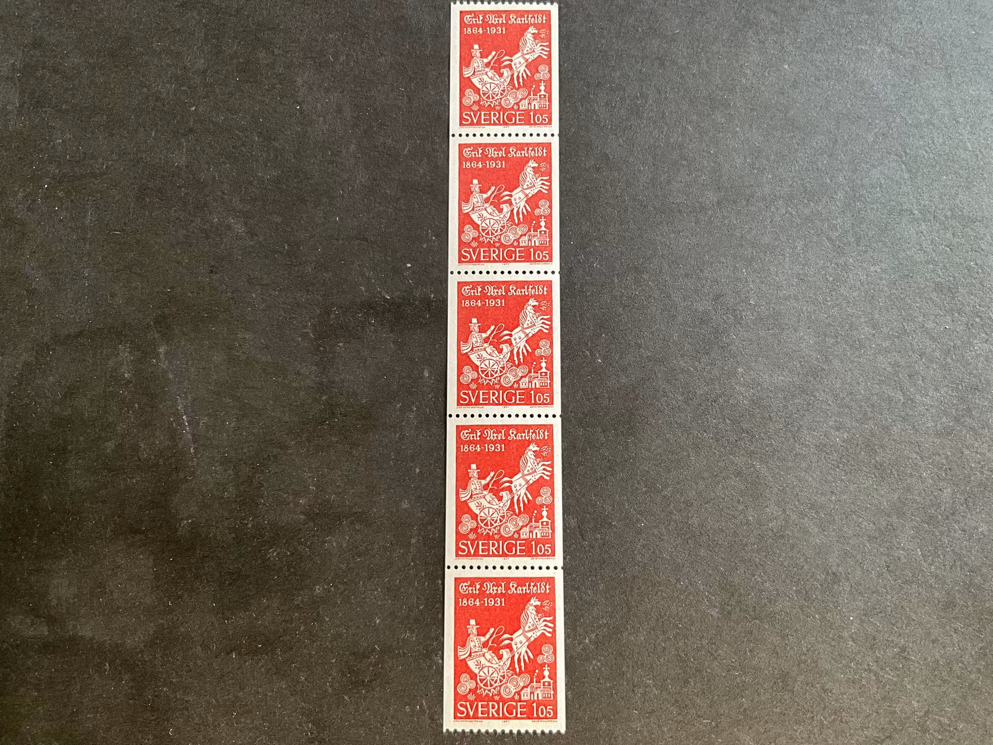 Karlfeldt facit nr 556 postfriskt 5-strip
