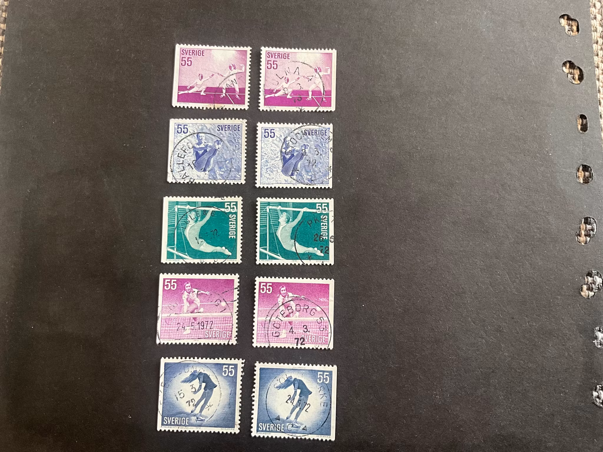 Idrottsflickor facit nr 754-758 B1 och B2 stämplad serie