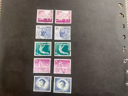 Idrottsflickor facit nr 754-758 B1 och B2 stämplad serie