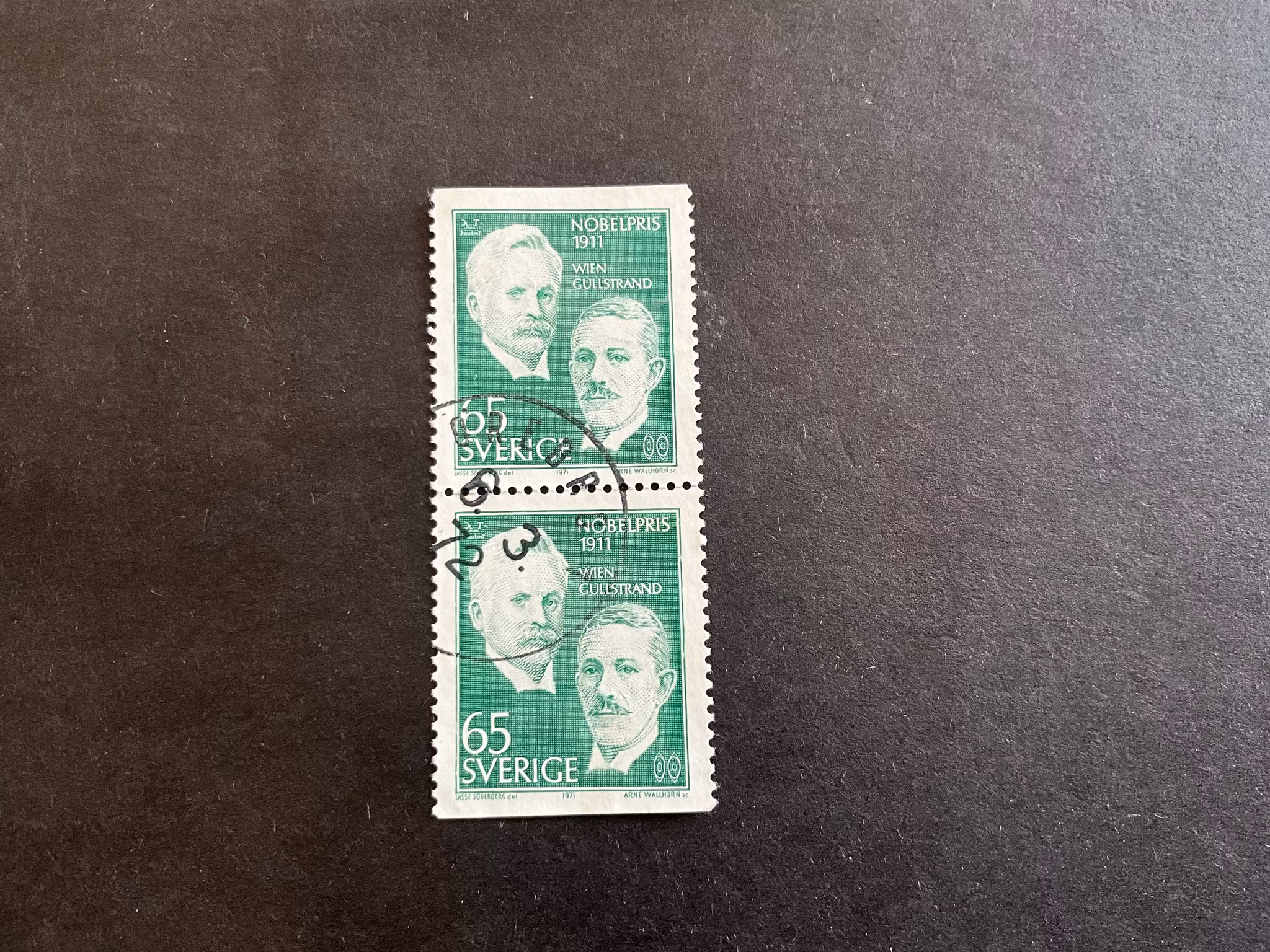 Nobelpristagare 1911 facit nr 752 BB stämplat par