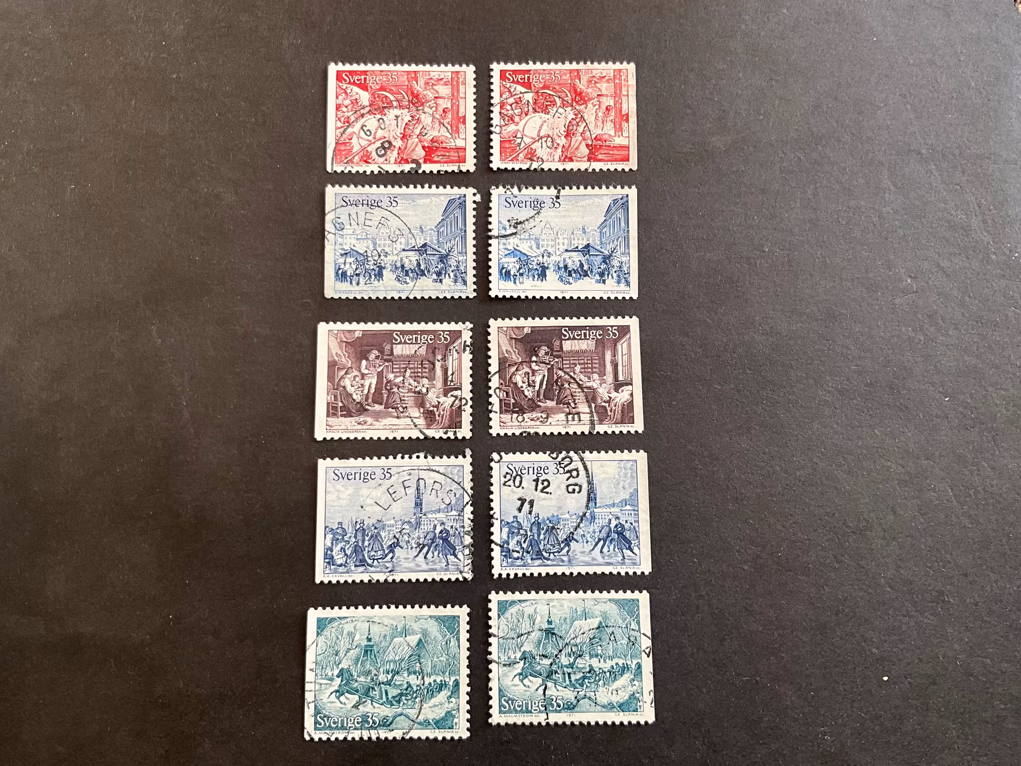 Gammaldags jul facit nr 745-749 stämplad sats