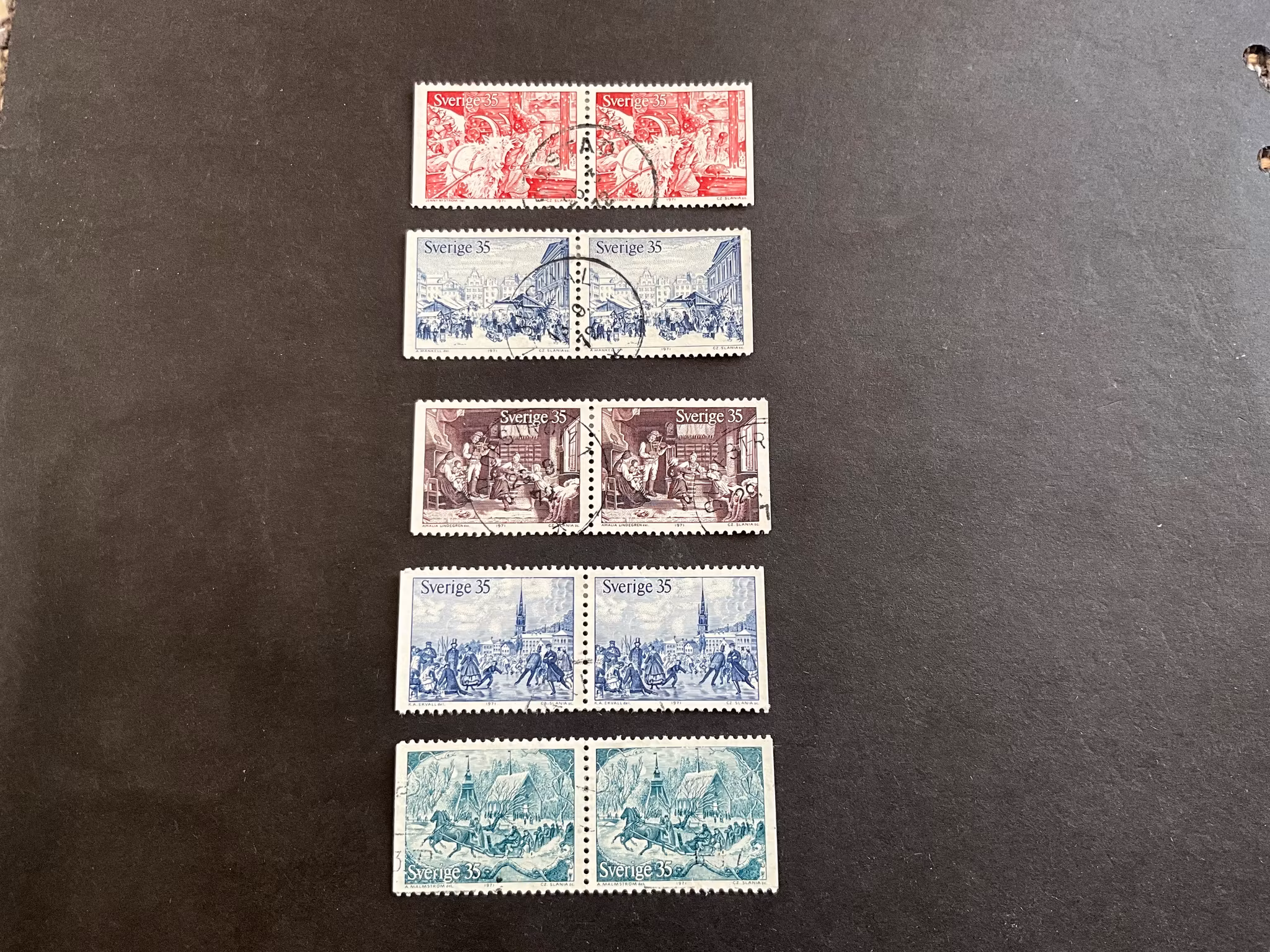 Gammaldags jul facit nr 745-749 BB stämplad sats
