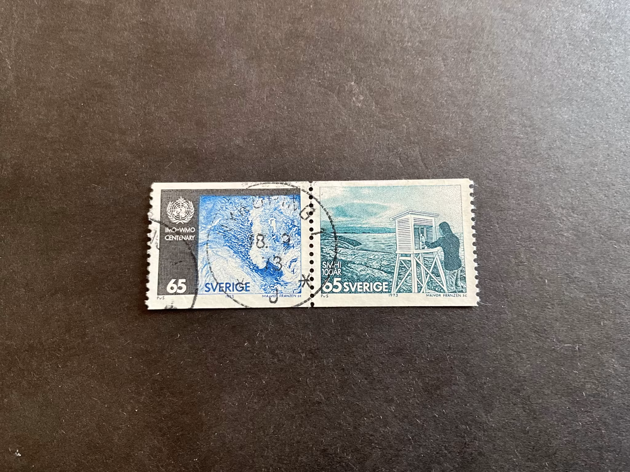 Väderlekstjänsten 100 år facit nr 824 SX 2 stämplat par