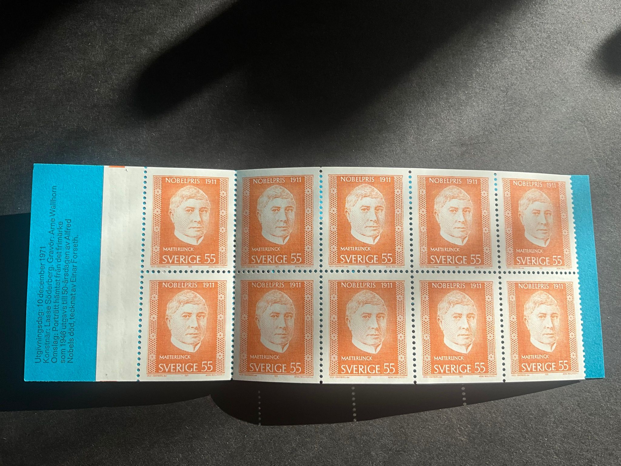 Nobelpristagare 1911 facit nr H 251 postfriskt häfte