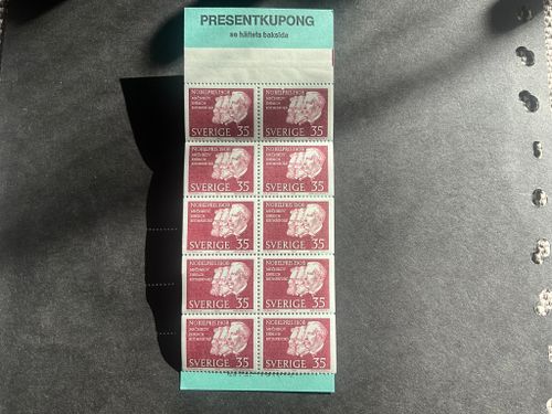 Nobelpristagre 1908 facit nr H 215 postfriskt häfte