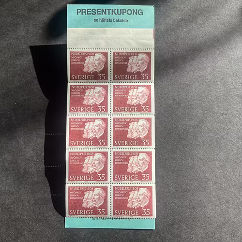 Nobelpristagre 1908 facit nr H 215 postfriskt häfte