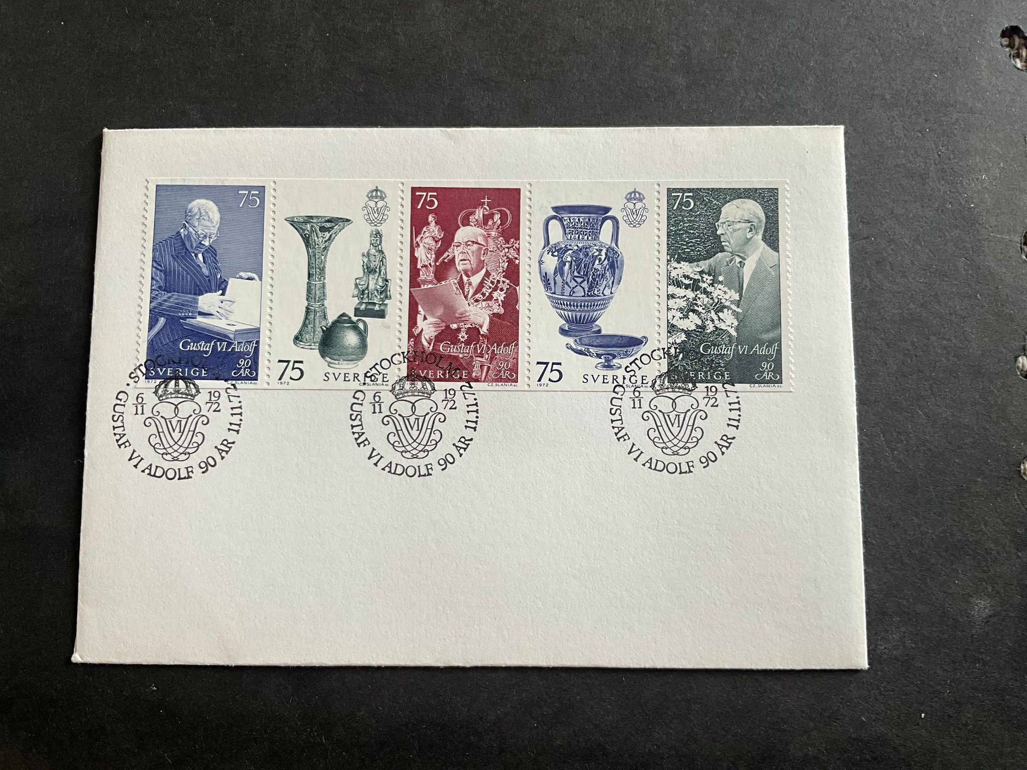 Gustaf V 90 år facit nr 798-802 FDC