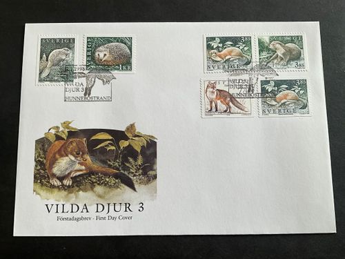 Vilda djur 3 facit nr 1940-1944 FDC