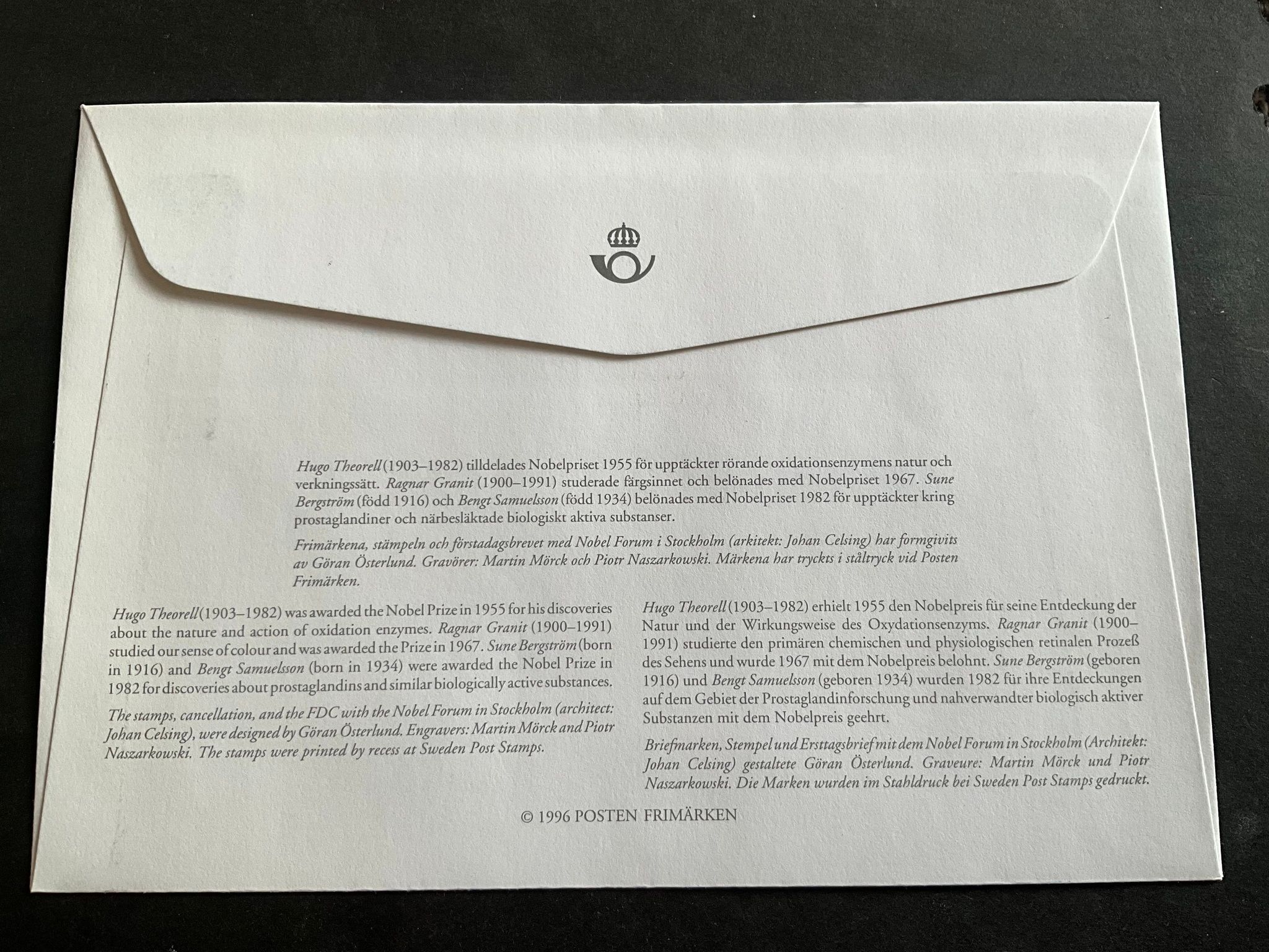 Nobelpris 1996 facit nr 1989-1992 FDC