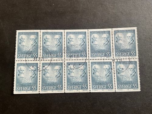 Nobelpristagare 1910 facit nr 717 BB lyxstämplat 10- block BROMMA 20