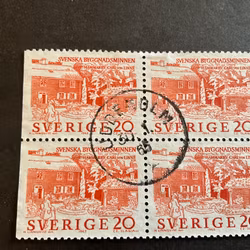 Byggnadsminnen 1963 facit nr 551 BB praktstämplat 4-block UDDEHOLM