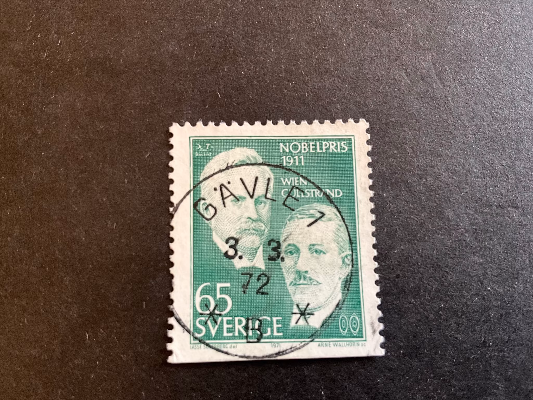 Nobelpris 1911 facit nr 752 B2 lyxstämplat GÄVLE 1