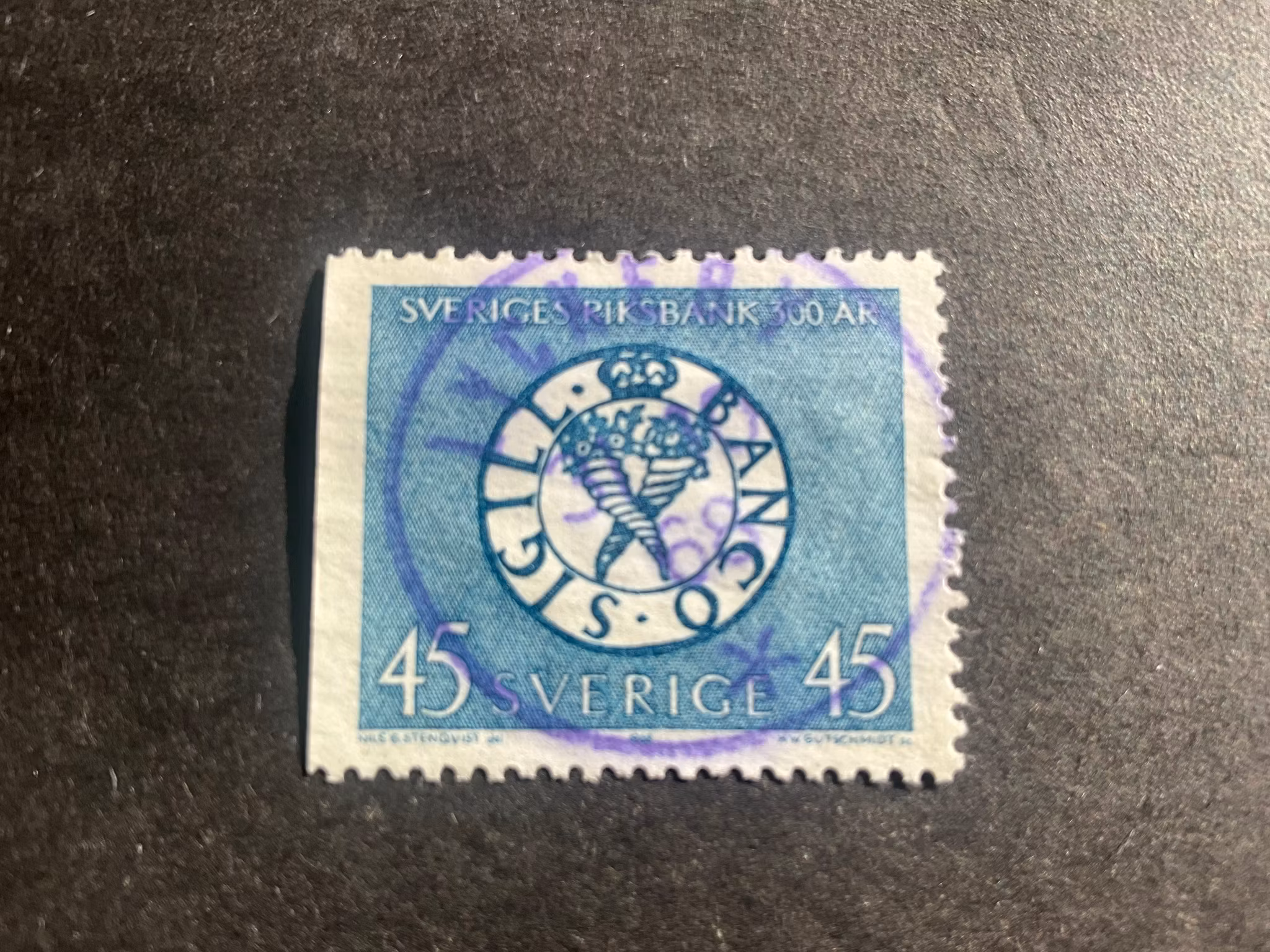 Sveriges riksbank facit nr 624 B1 praktstämplat LYCKEBY , blå stämpel
