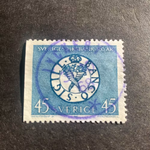 Sveriges riksbank facit nr 624 B1 praktstämplat LYCKEBY , blå stämpel