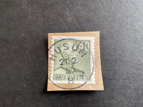 Gustaf V profil höger facit nr 281 praktstämplat på klipp HUSUM