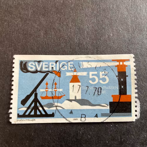 Svenskt fyrväsen facit nr 680 praktstämplat HUSUM