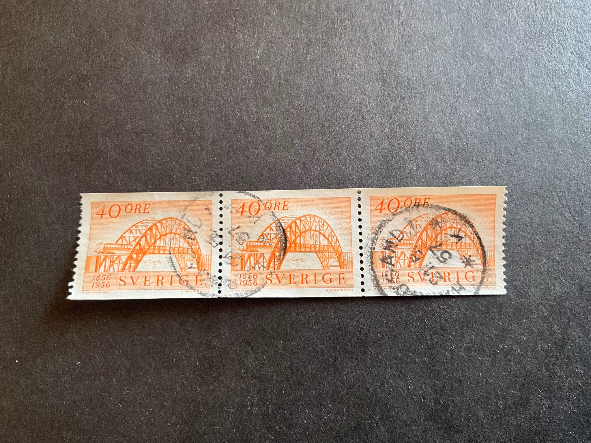 Sveriges järqnvägar facit nr 485 stämplat 3-strip