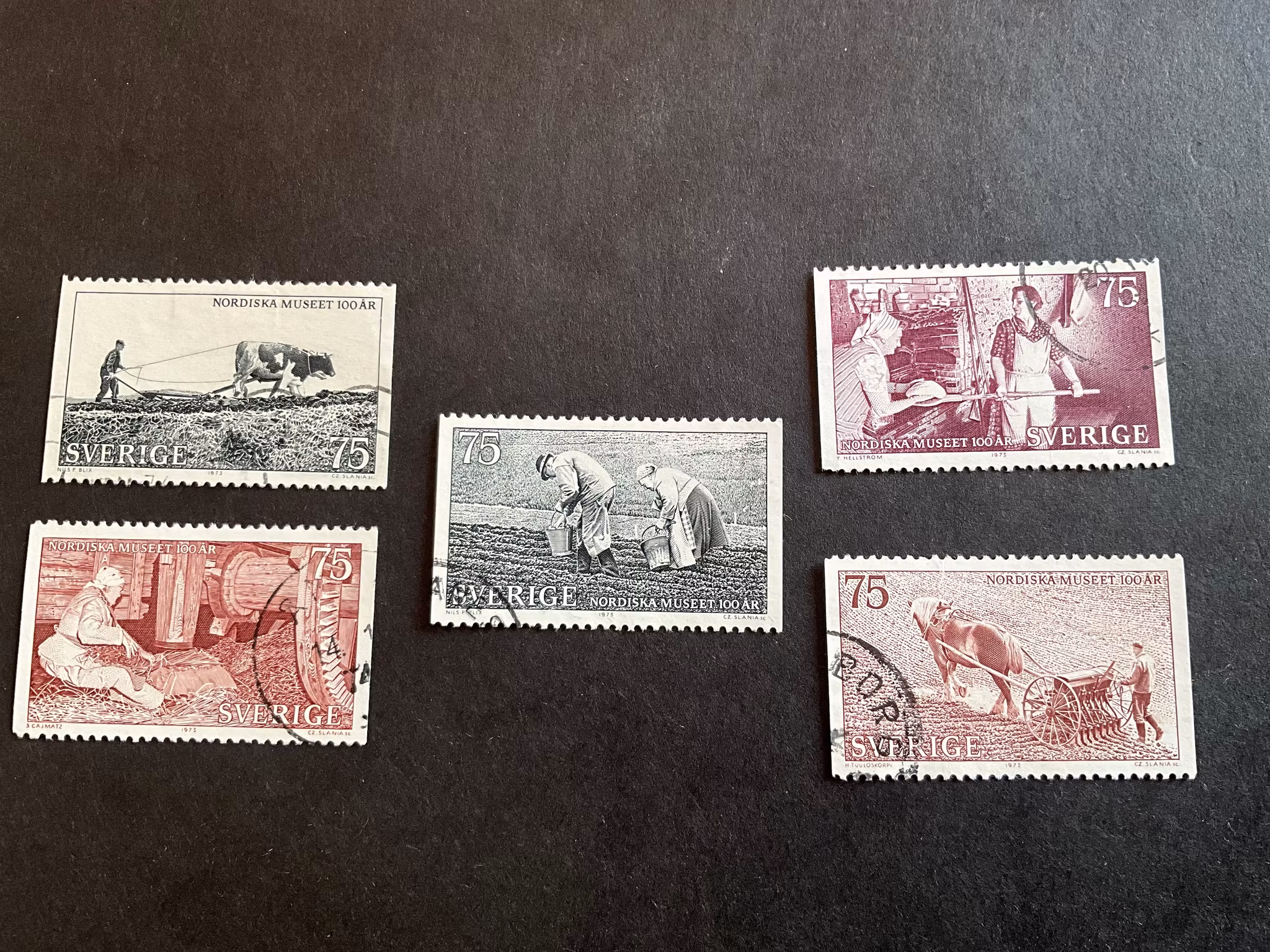 Nordiska museet facit nr 832-836 stänplad serie