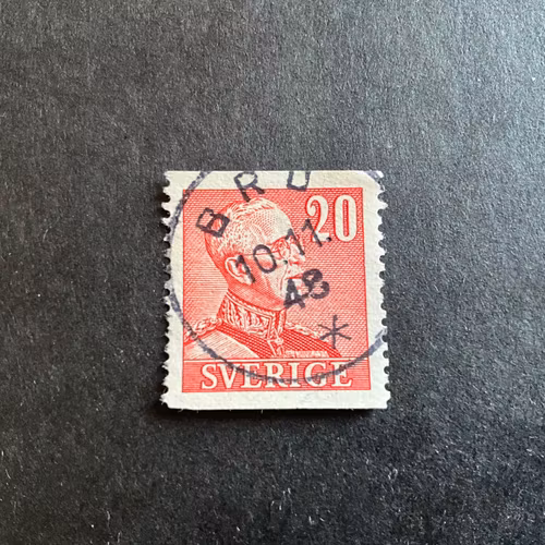 Gustaf V profil höger facit 276 A praktstämplat BRO