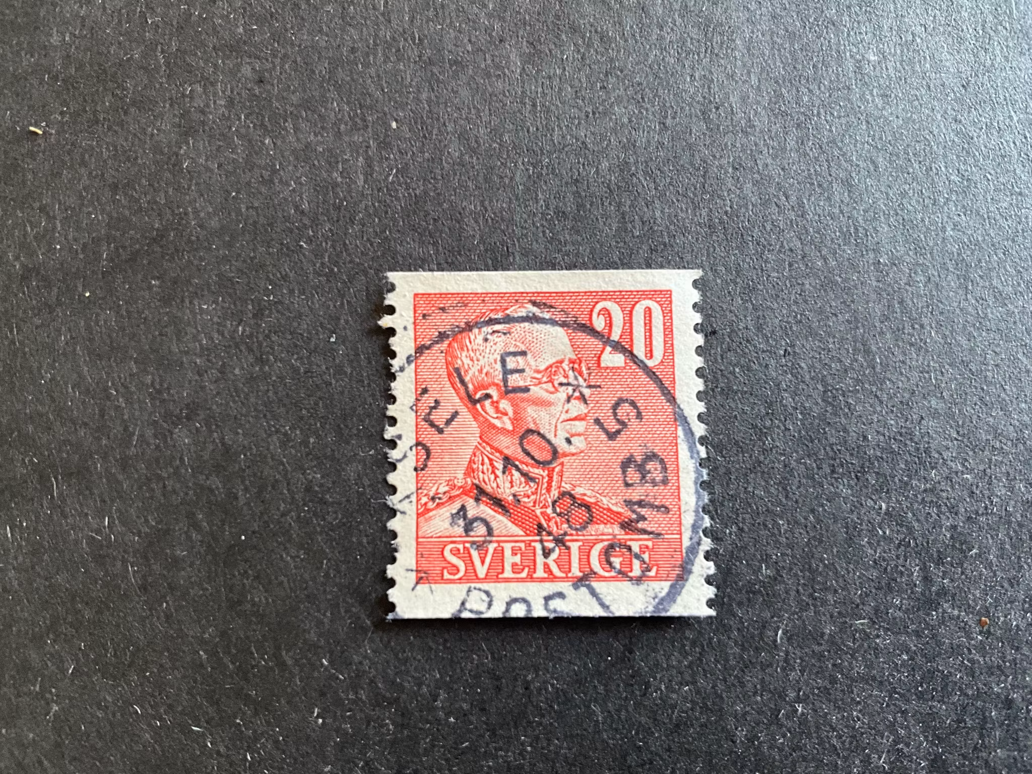 Gustaf V profil höger facit 276 A fin stämpel ÅSELE *POSTOMB 5*