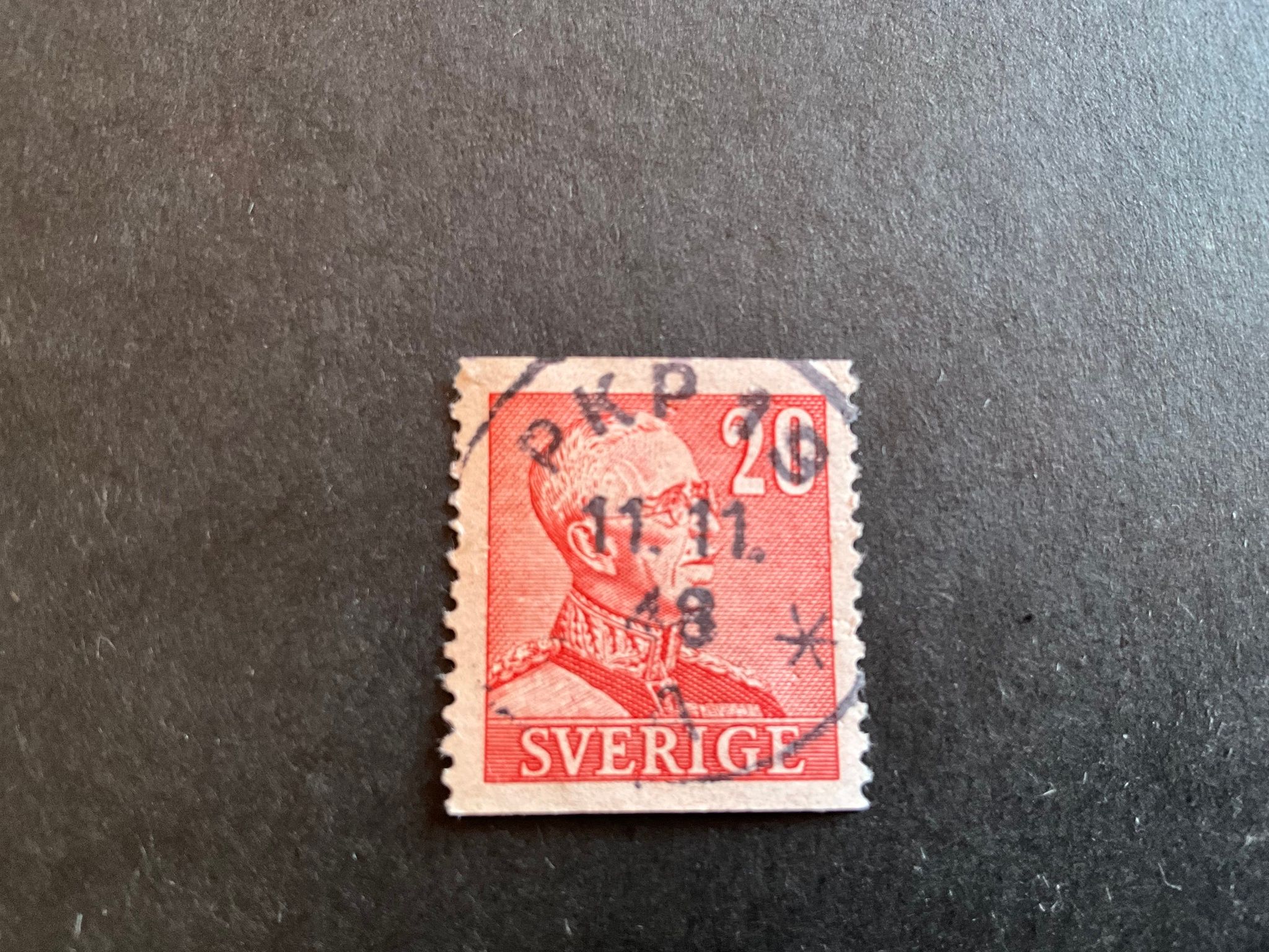 Gustaf V profil höger facit 276 A praktstämplat PKP 19 A