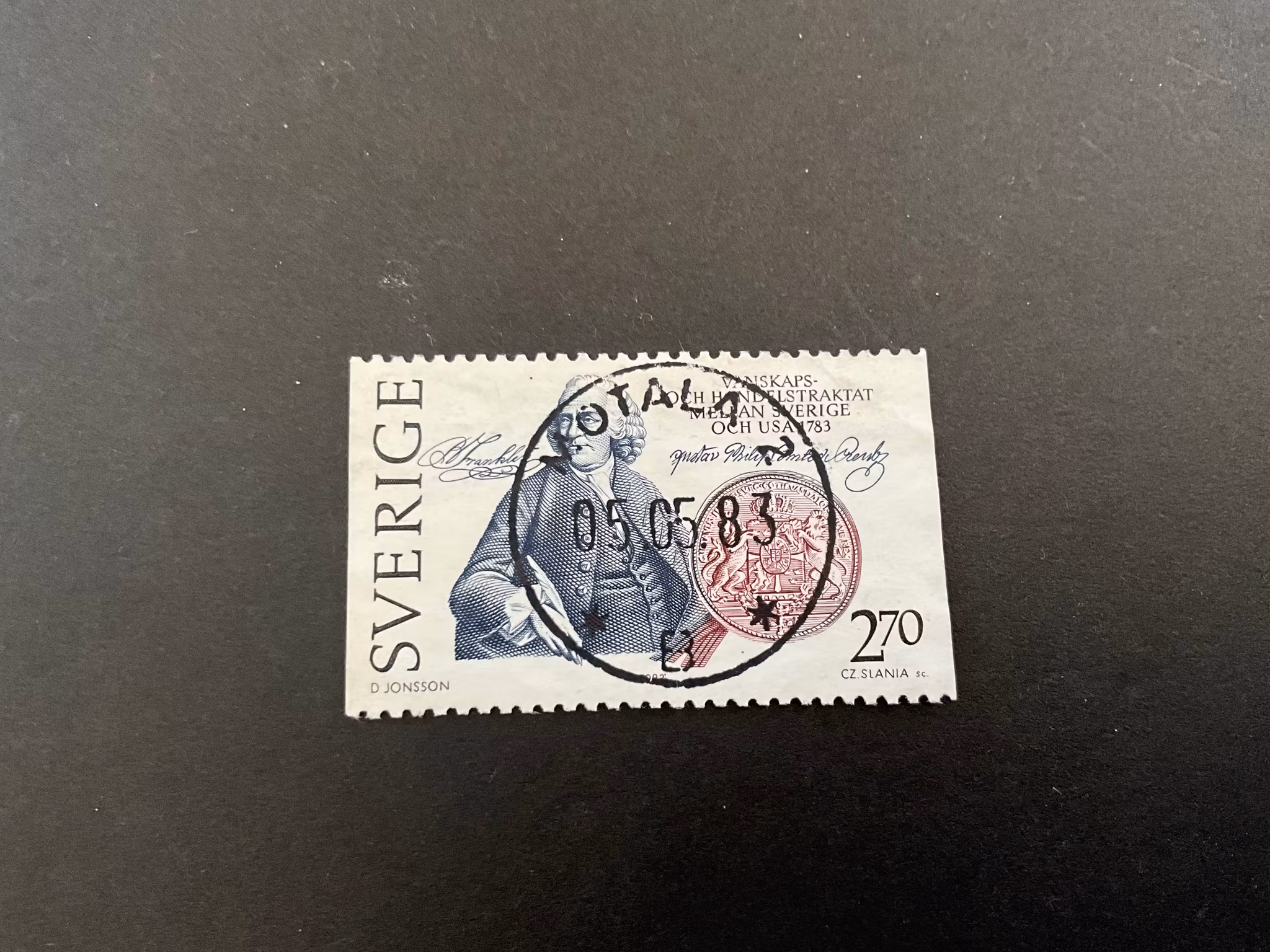 Traktat Sverige-Usa facit nr 1249 lyxstämplat MOTALA 2