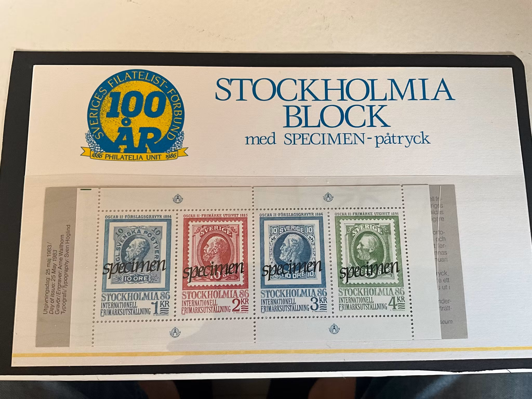 Presentförpackning Specimen tryck på 5 st Stockholmia häften
