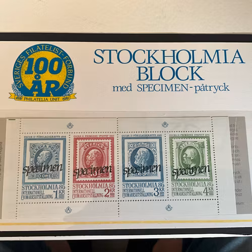 Presentförpackning Specimen tryck på 5 st Stockholmia häften