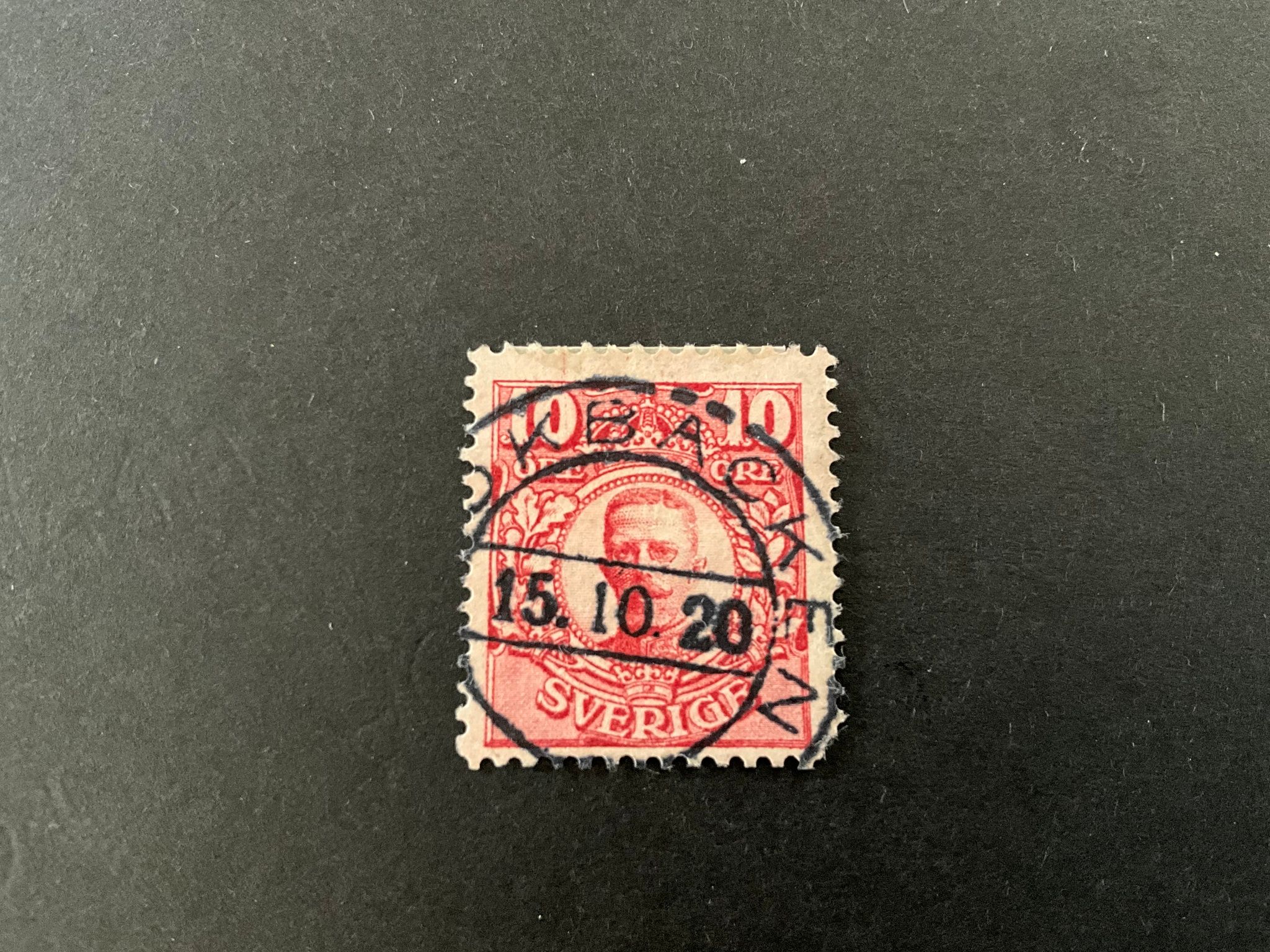 Gustaf V i medaljong facit nr 82 praktstämplat KROKBÄCKEN