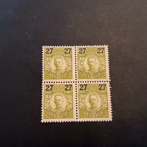 Gustaf V provisorier facit nr 103 postfriskt 4-block