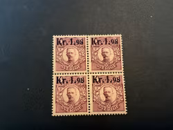 Gustaf V provisorier facit nr 97 vm 1 postfriskt 4-block