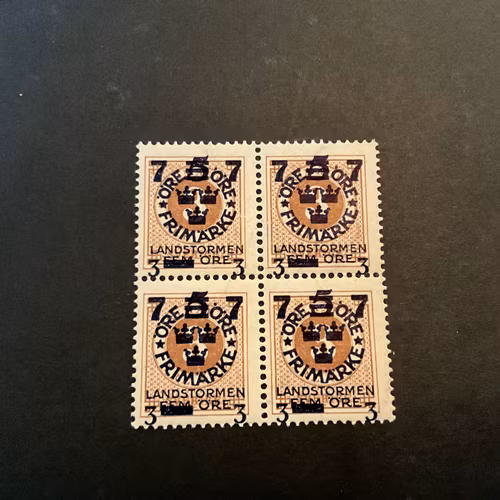 Landstormen III facit nr 127 postfriskt 4-block