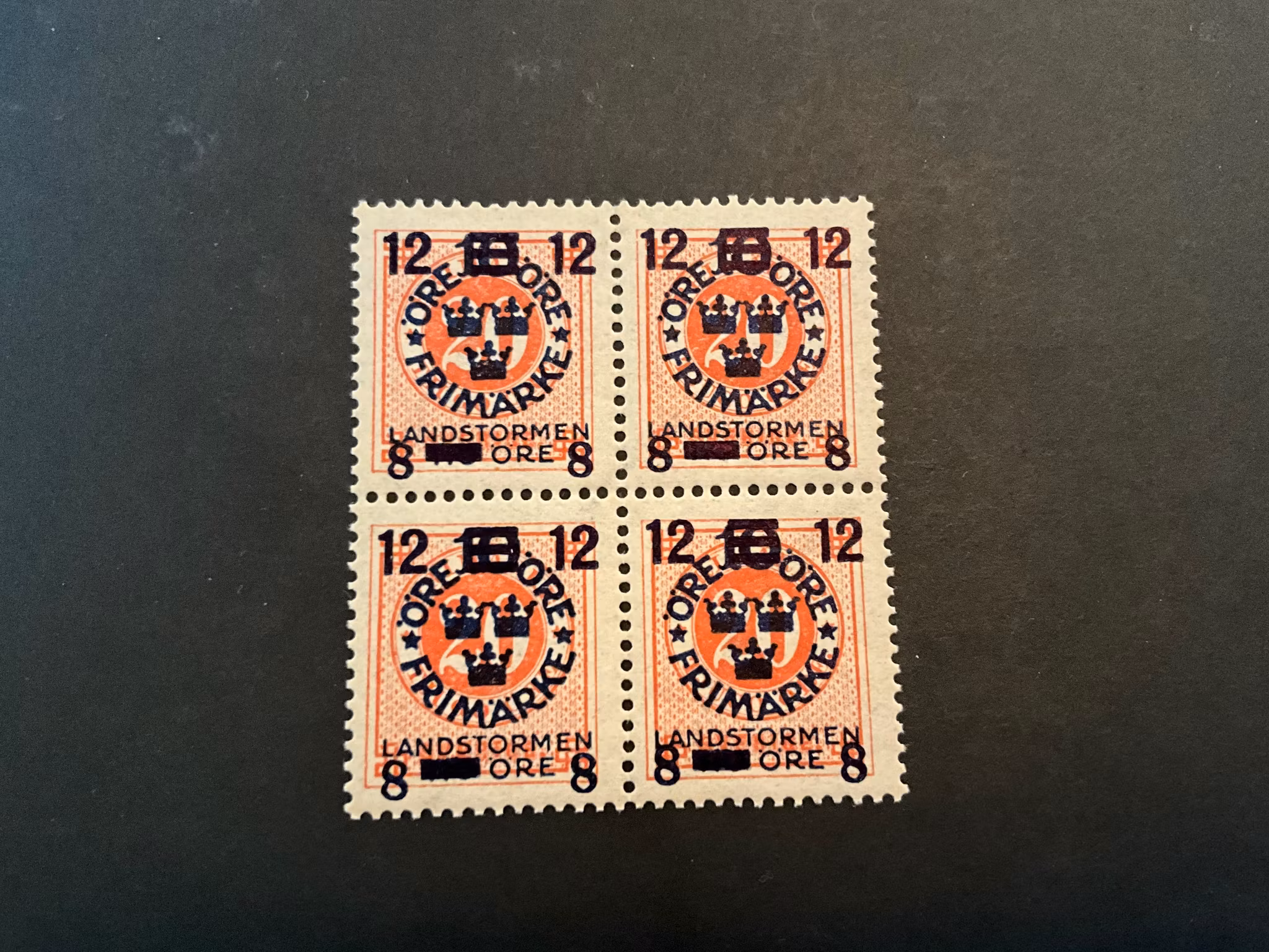 Landstormen III facit nr 132 postfriskt 4-block