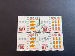 Inrikes julpost facit nr 2045-2046 i lyxstämplat block KIRUNA