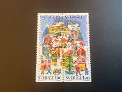 Inrikes julpost facit nr 1426-1429 lyxstämplat 4-block STOCKHOLM PFA