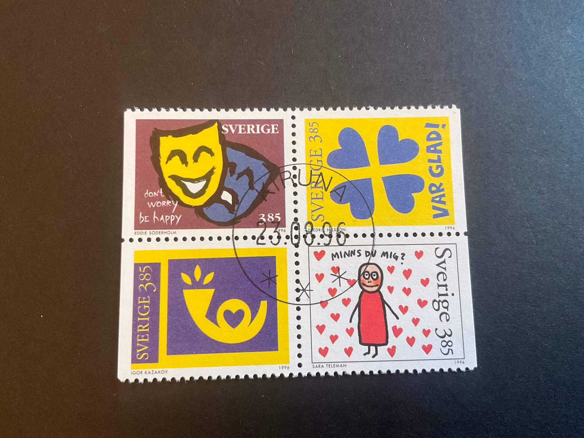 Hälsningsfrimärken V facit nr 1968-1971 lyxstämplat block KIRUNA
