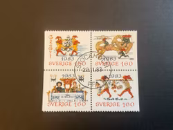 Inrikes julpost facit nr 1275-1278 lyxstämplat block STOCKHOLM PFA