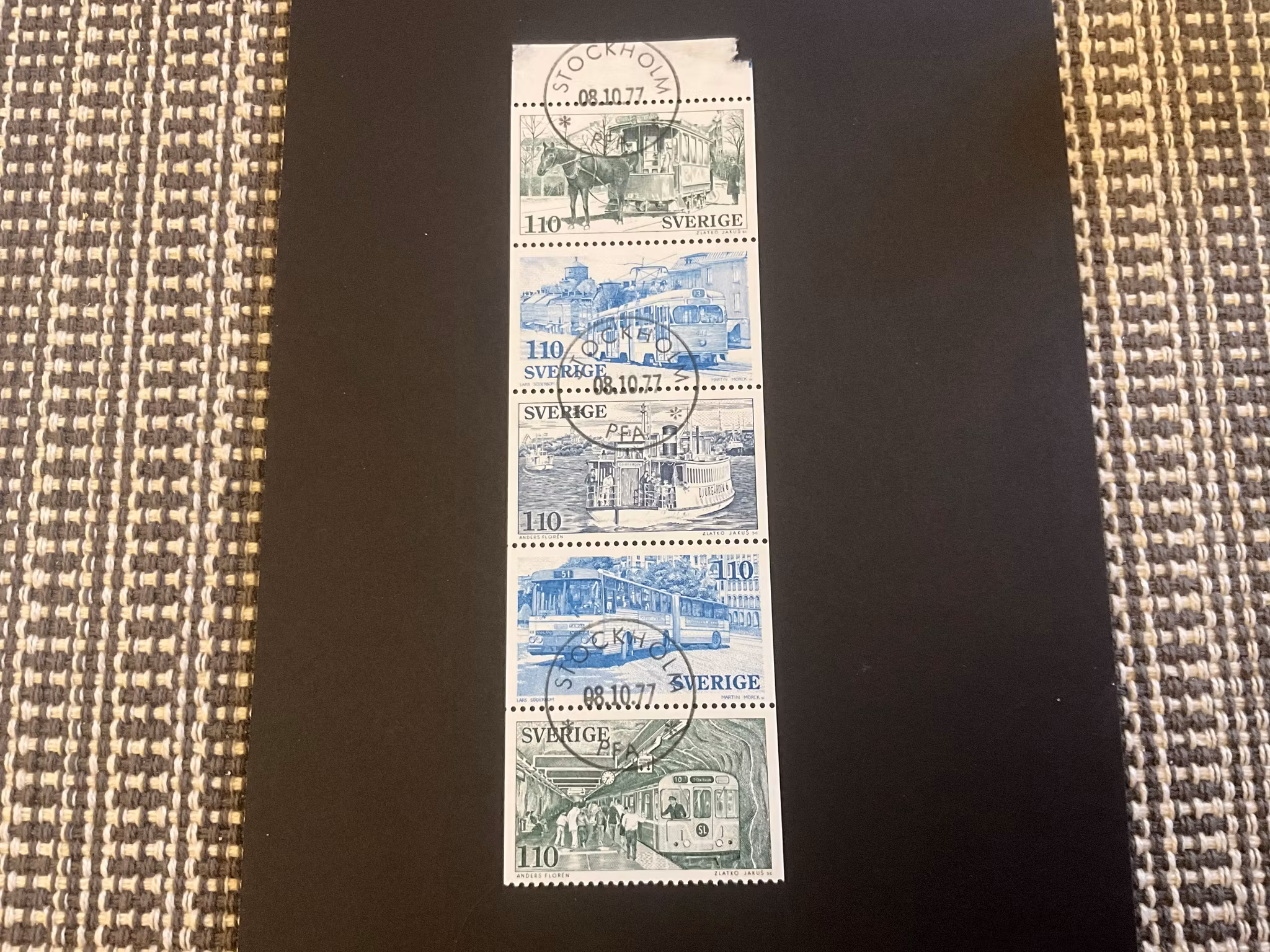 Lokaltrafiken 100 år facit 1016-1020 lyxstämplat häftesblock STOCKHOLM PFA