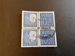 Gustaf VI Adolf och Ny suffertyp facit 428 SX3+SX 5  i stämplat 4-block