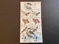 Bruno Liljefors djur facit nr 642-646 i stämplat block