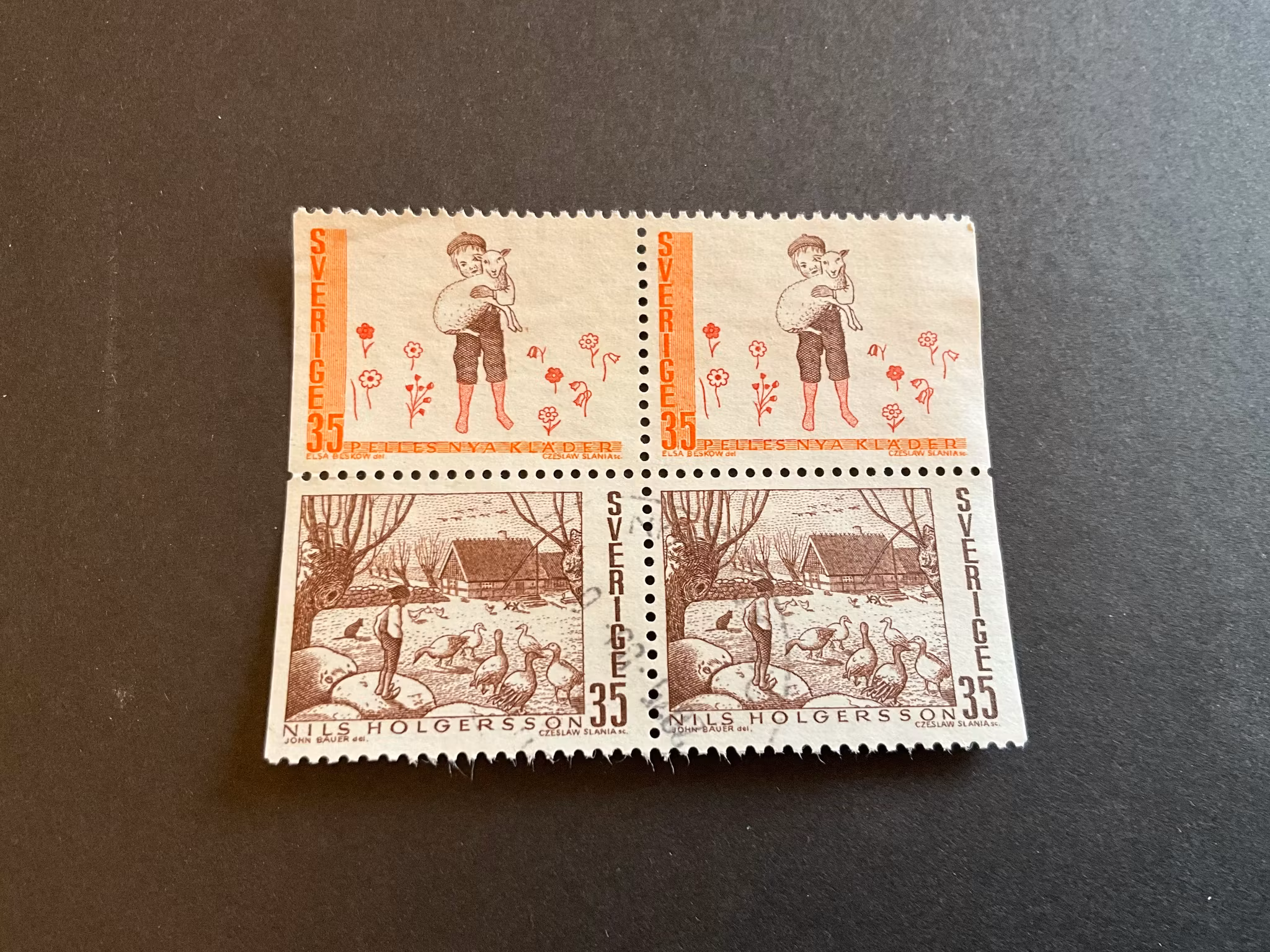 Svenska sagor facit nr 674-675 BB i stämplat block