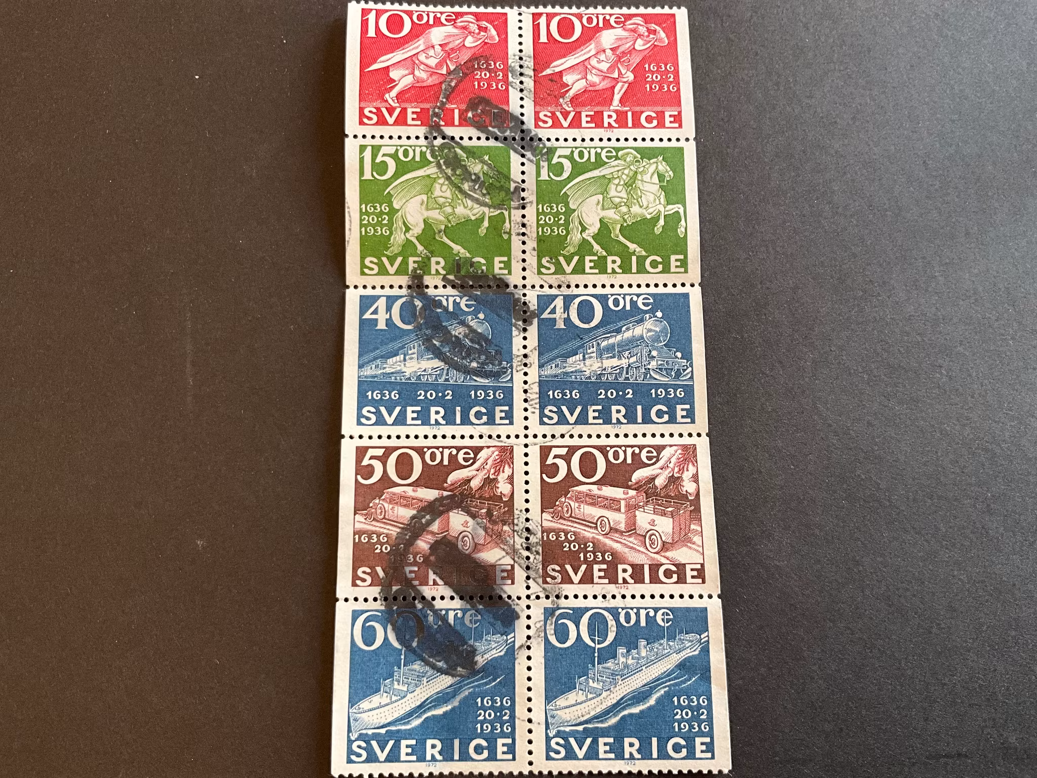 Stockholmia 74 I facit nr 782-786 i stämplat block