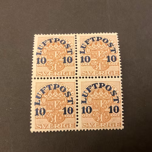 Flygpost facit 136 postfriskt 4-block