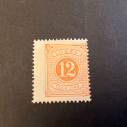 Lösen facit nr L5 ostämplat med brott i ytterramen, snedcentrerat